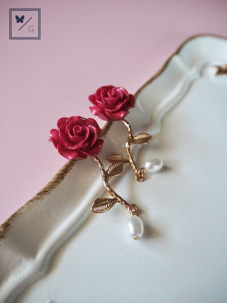 Love Is In The Air - Rose With Faux Pearl Earrings