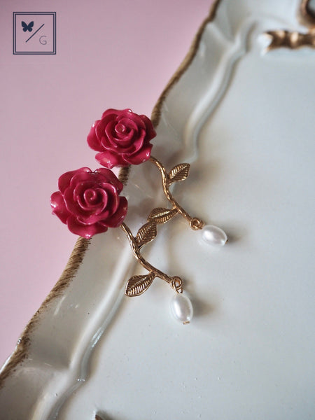 Love Is In The Air - Rose With Faux Pearl Earrings