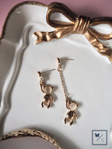 Love Is In The Air - Golden Teddy Dangling Earrings