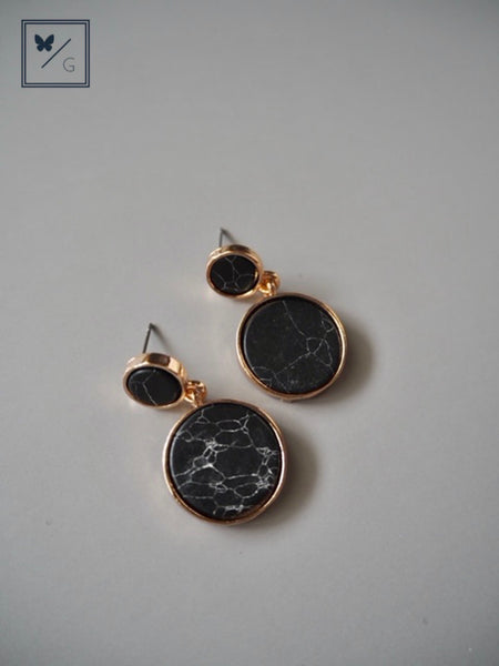 Hera Black Marble Pattern Earrings