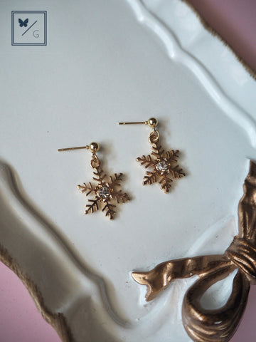 It's Beginning To Look A Lot Like Christmas - Golden Snowflake Earrings