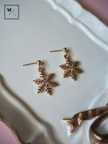 It's Beginning To Look A Lot Like Christmas - Golden Snowflake Earrings