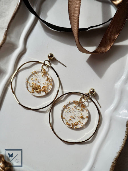 Nala Golden Acrylic Round Earrings