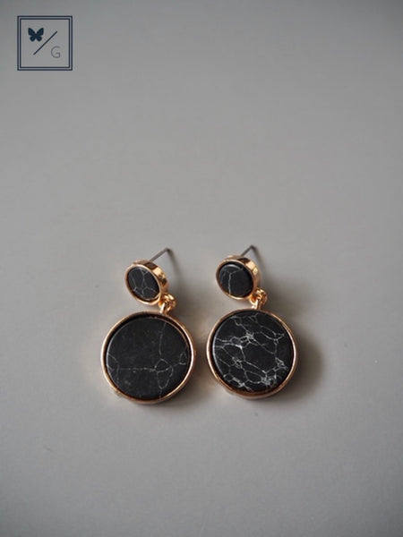 Hera Black Marble Pattern Earrings