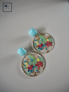 Geraldina Floral Pattern Round Earrings