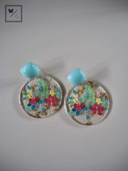 Geraldina Floral Pattern Round Earrings